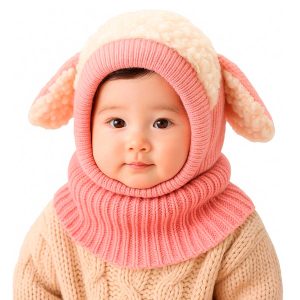 Gorro Bufanda Para Bebé 2 En 1 Con Orejitas Suave Y Caliente Rosado